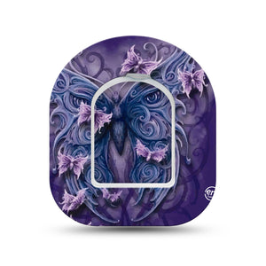 ExpressionMed Purple Butterfly Pod Mini Tape Single Sticker and Single Tape, Royal Insect Overlay Tape Pump Design