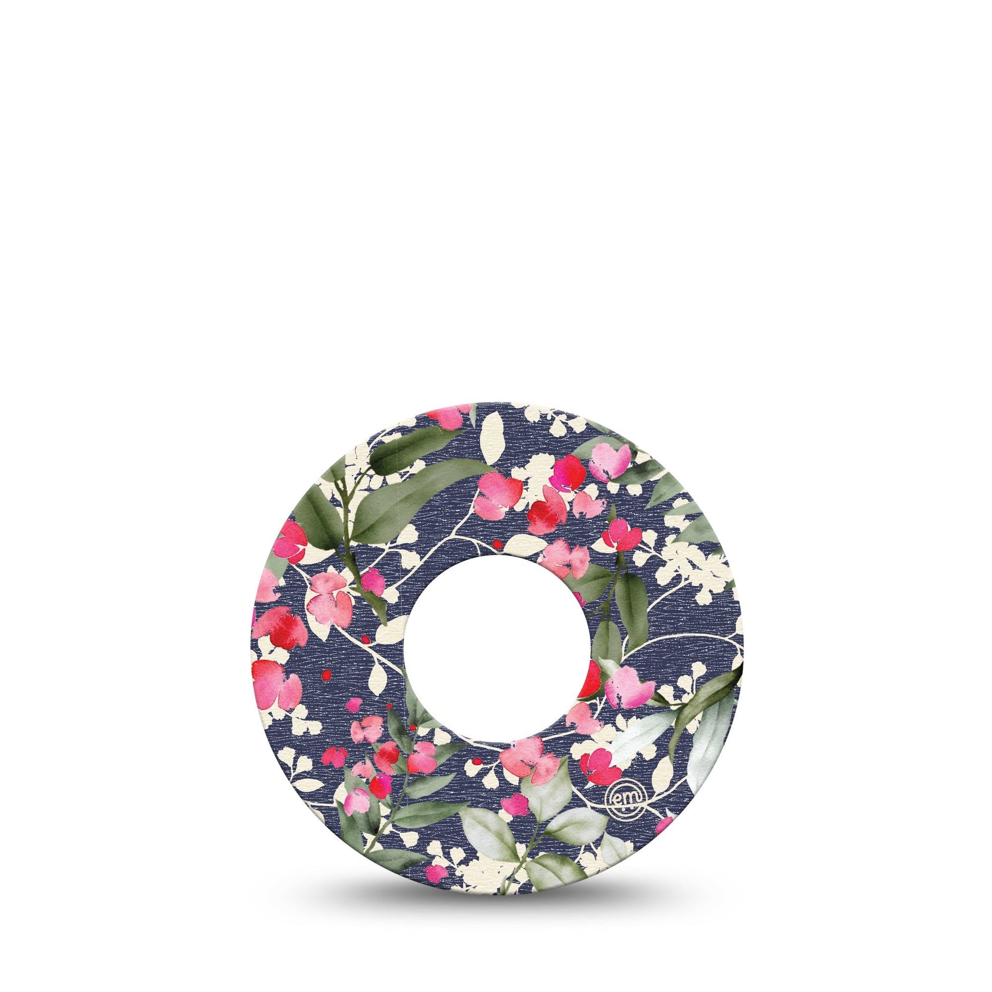 ExpressionMed Denim Flowers Infusion TapeDark denim and multicolored pink florals, CGM Fixing Ring design