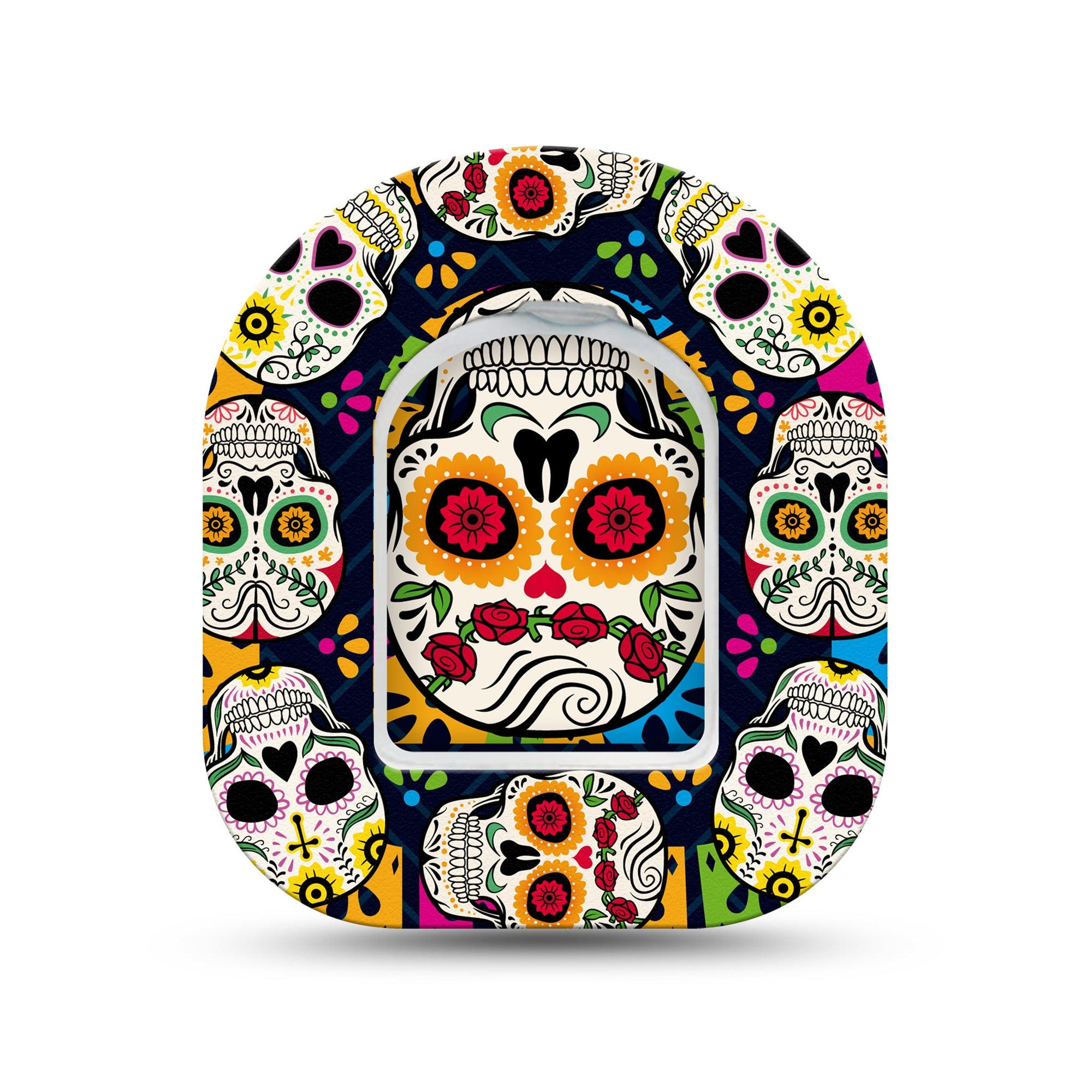 ExpressionMed Dia de los Muertos Pod Mini Tape Single Sticker and Single Tape, Festive Skeletons Overlay Patch Pump Design