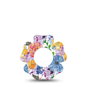 ExpressionMed Stylised Floral Freestyle Libre 2 Flower Shape Single Trendy Flowers Adhesive Tape CGM Design, Abbott Lingo