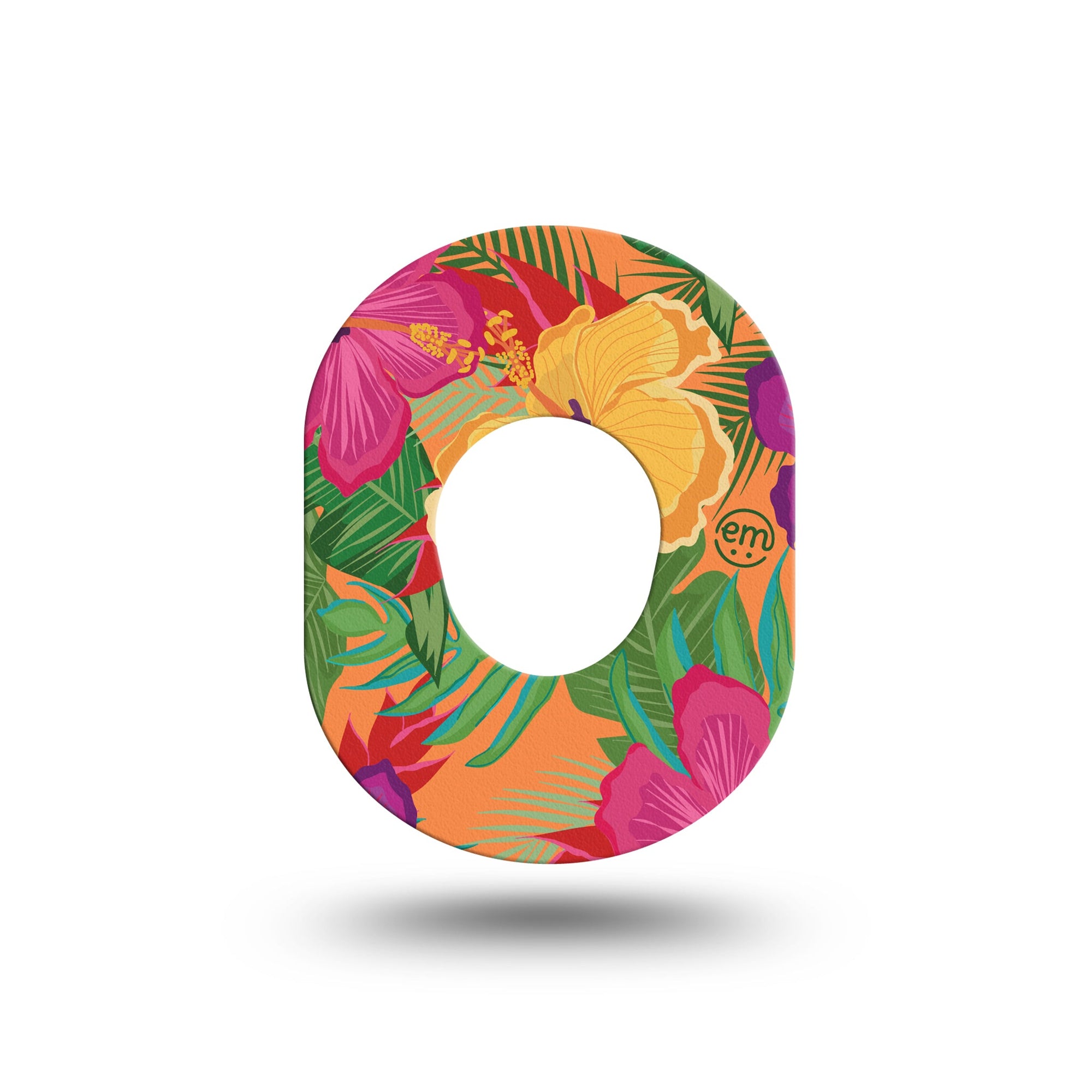 Bright Hibiscus Dexcom G7 Mini Tapetropical floral themed plaster design, Dexcom Stelo Glucose Biosensor System