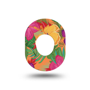 Bright Hibiscus Dexcom G7 Mini Tapetropical floral themed plaster design