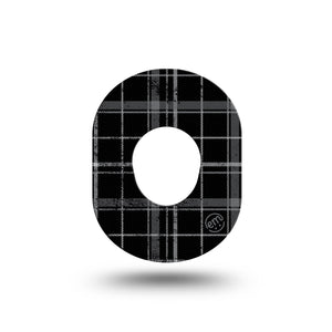 ExpressionMed Grunge Plaid Dexcom G7 Mini Tape, Single, black plaid themed overpatch design