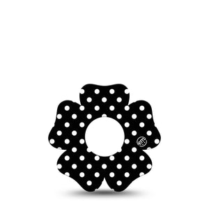 ExpressionMed Black and White Polka Dots Freestyle Libre 3 Flower Single, Modern Polka Dot Design, CGM Overlay Patch Design