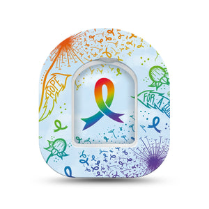 ExpressionMed Rainbow Dandelion Pod Mini Tape Single Sticker and Single Tape, Colorful Fluff Adhesive Patch Pump Design