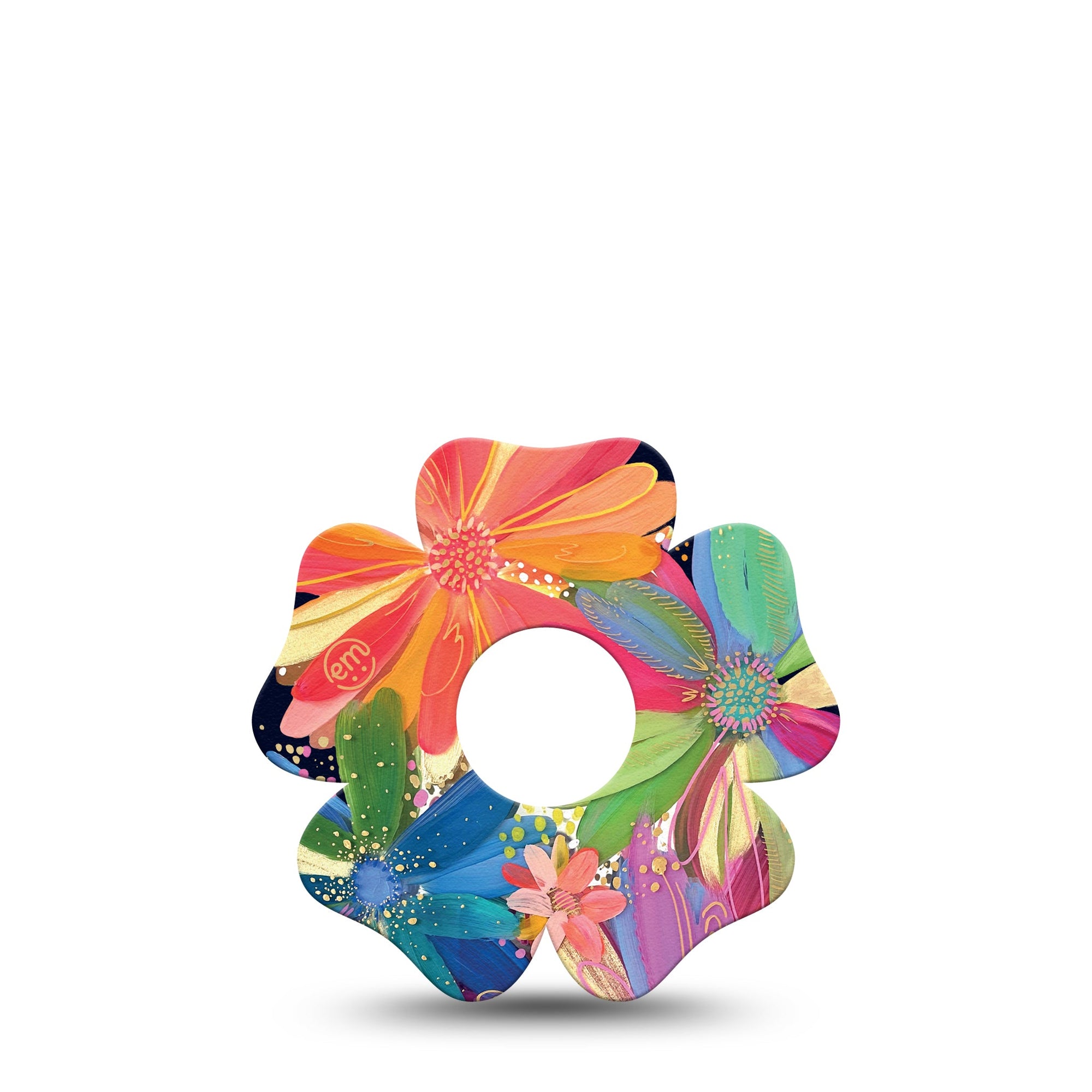 ExpressionMed Flower Song Freestyle Libre 3 Flower Shape Single Exclusive Etta Vee Art Adhesive Tape CGM Design