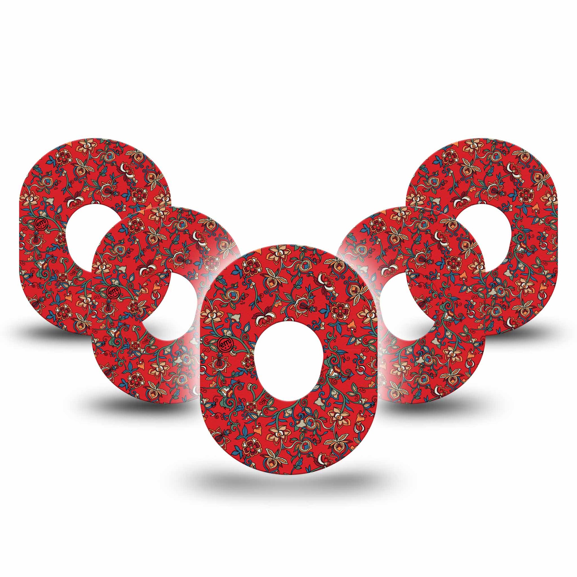 ExpressionMed Scarlett Boho Dexcom G7 Tape 5-Pack Red Blooms, CGM, Adhesive Tape Design