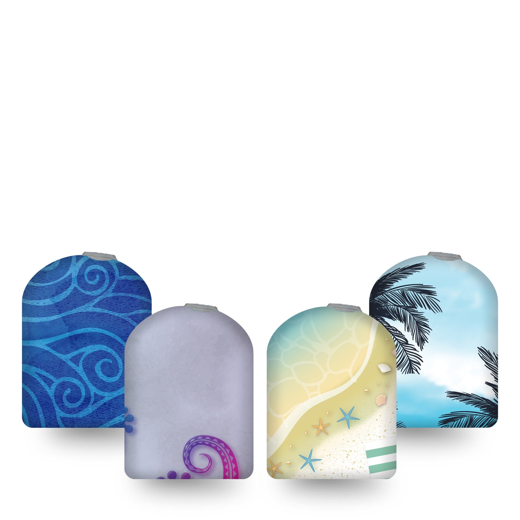 ExpressionMed Beach Time Variety Pack Omnipod Sticker 4-Pack Variety Beach Time, CGM Adhesive Vinyl Sticker Design