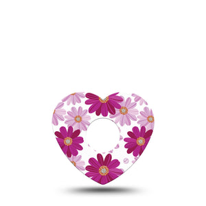 ExpressionMed Brilliant Daisies Freestyle Libre 3 Heart Tape, Single, Muted Petals, CGM Overlay Patch Design