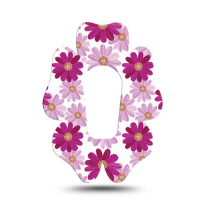 ExpressionMed Brilliant Daisies Dexcom G6 Flower Tape, Single, Purple and Lilac Flowers, CGM Adhesive Patch Design