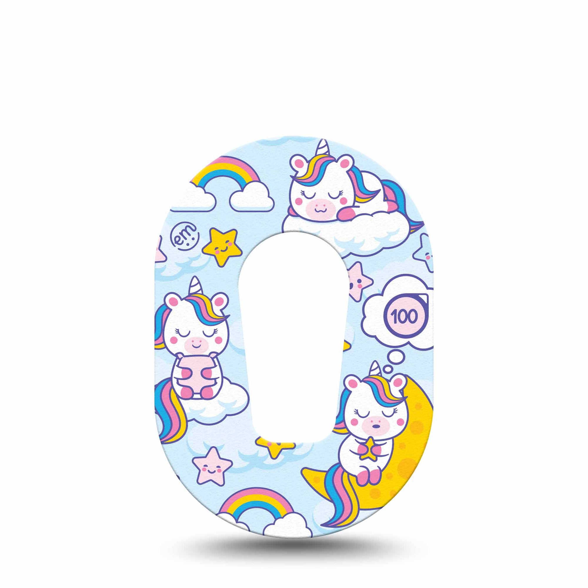 ExpressionMed Sleeping Unicorns Dexcom G6 Mini Tape Sleeping Animals, CGM Adhesive Patch Design