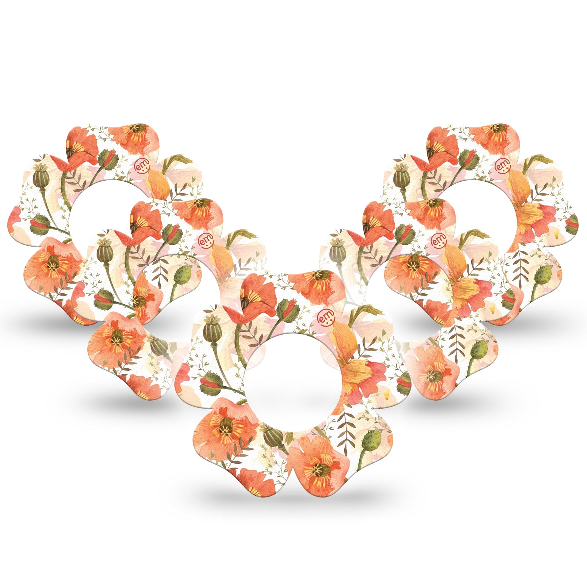 ExpressionMed Peachy Blooms Libre Flower Tape 5-Pack orange posies overlay design
