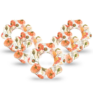 ExpressionMed Peachy Blooms Libre Flower Tape 5-Pack orange posies overlay design, Abbott Lingo