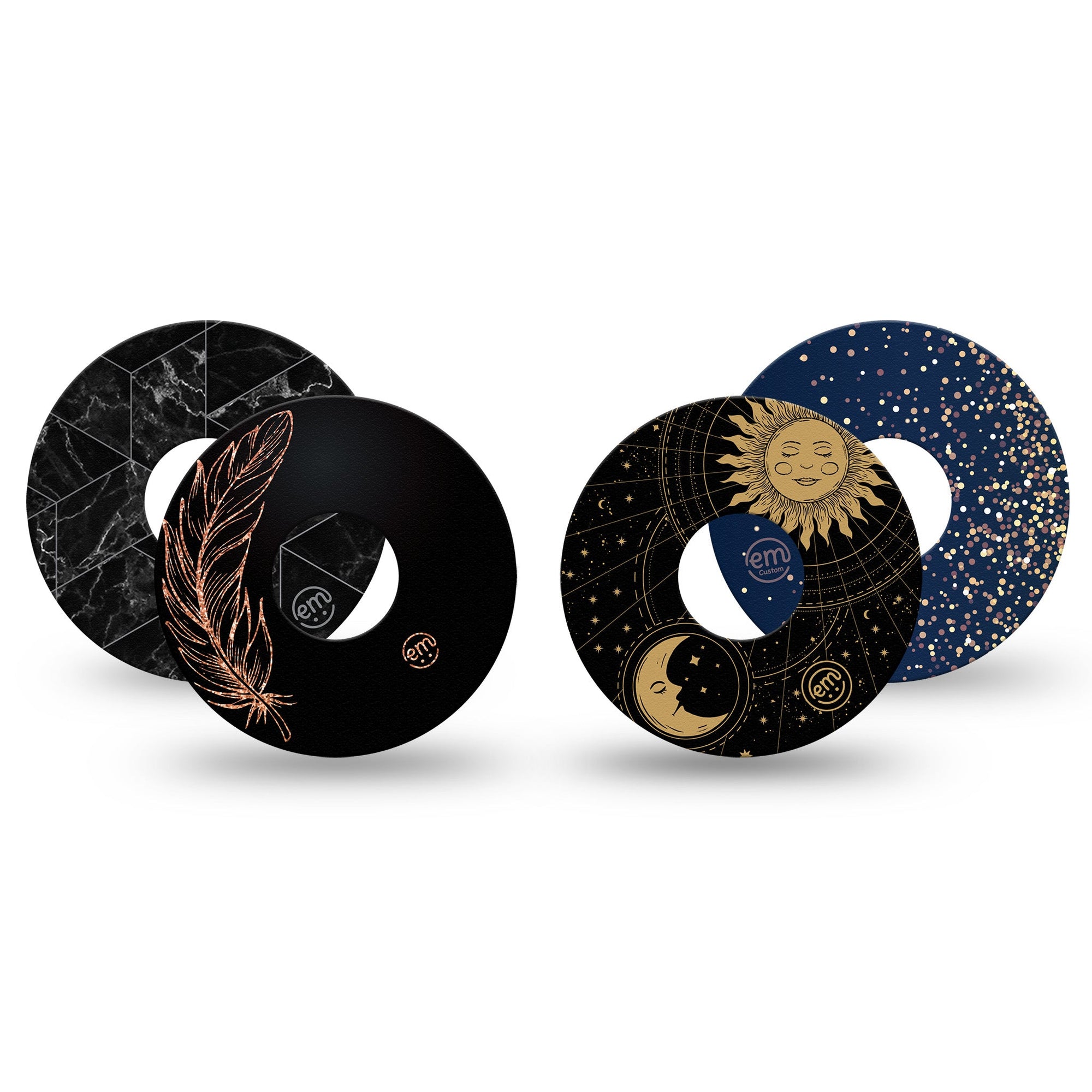 ExpressionMed Celestial Variety Pack Libre 3 Tape Black and Gold Artworks, CGM Fixing Ring Patch Design