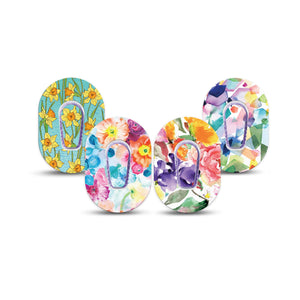 ExpressionMed Flower Fields Variety Pack Dexcom G6 Mini 8-Pack painted flowers Adhesive Tape CGM Design