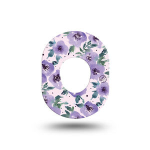 ExpressionMed Flowering Amethyst Dexcom G7 Mini Tape Purple Florals, CGM Adhesive Patch Design