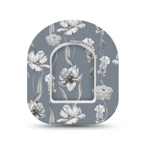 ExpressionMed Muted Petals Pod Mini Tape Single Sticker and Single Tape, Gentle Blooms Overlay Patch Pump Design