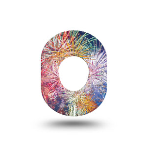 ExpressionMed Fireworks Dexcom G7 Mini Tape, single, fourth of july inspired fixing ring