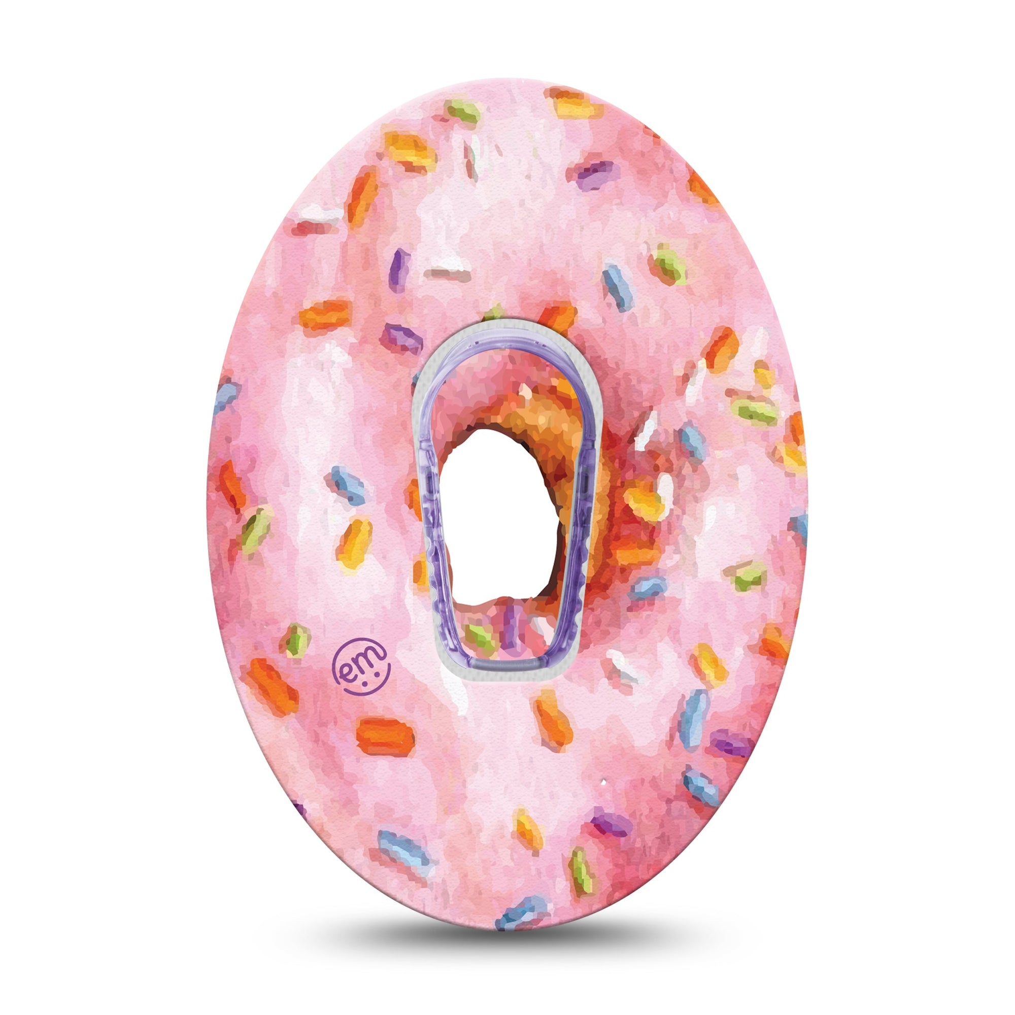 ExpressionMed Donut Sprinkles Dexcom G6 Transmitter Sticker Sticker and Tape, Vivid Pink Donut HolePatch Design with Matching Seperate Plaster Patch Continuous Glucose Monitor Design