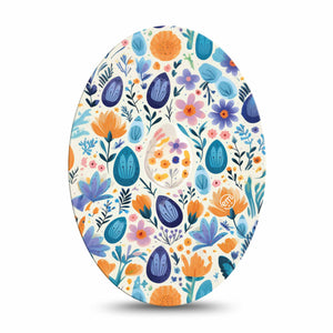 ExpressionMed Easter Floral Medtronic Enlite Guardian Universal Oval Single, Easter Egg Hunt Design, Medtronic Continuous Glucose Monitor, Adhesive Patch Design