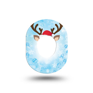 ExpressionMed Flurry the Reindeer Dexcom G7 Mini Tape Reindeer Footprints, CGM Fixing Ring Design, Dexcom Stelo Glucose Biosensor System