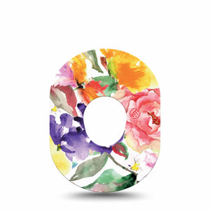 ExpressionMed Floral Art Dexcom G7 Single Garden-inspired Overlay Tape Continuous Glucose Monitor Design, Dexcom Stelo Glucose Biosensor System