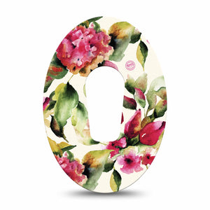 ExpressionMed Floral Romance Dexcom G6 Tape painted watercolor soft garden of pink flowers, CGM Adhesive Patch design