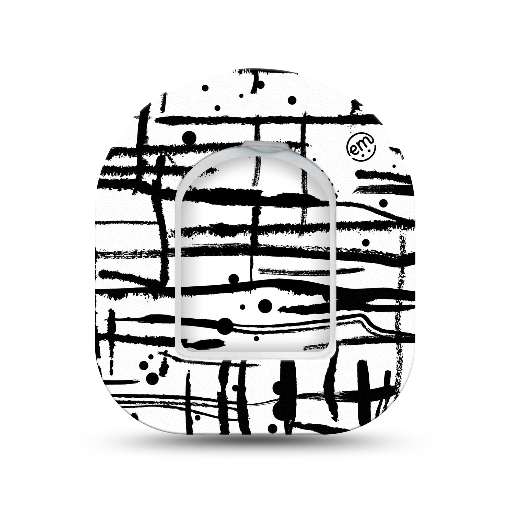 ExpressionMed B&W Drip Pod Mini Tape Single Sticker and Single Tape, Black and White Art Overlay Tape Pump Design