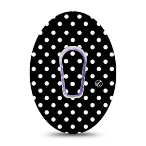 ExpressionMed Black and White Polka Dots Dexcom G6 Transmitter Sticker and Tape, Polka Dot Fashion, CGM Tape and Sticker Design