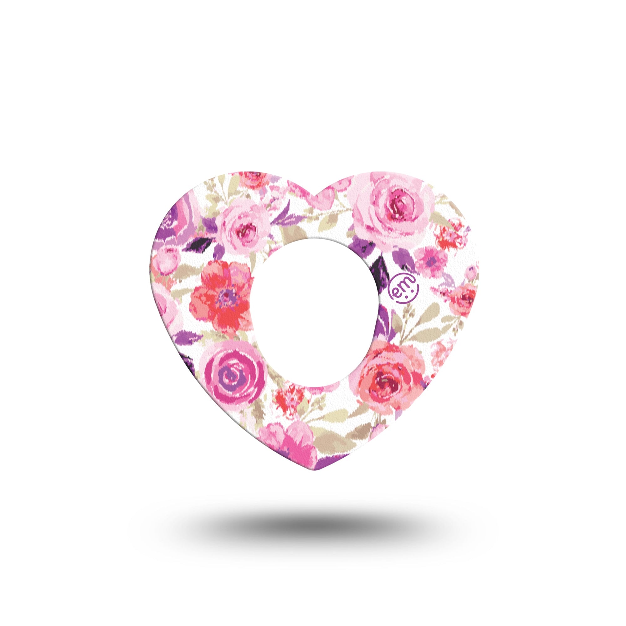 ExpressionMed Romantic Blooms Dexcom G7 Heart Shape Single bloom texture Fixing Ring Tape CGM Design, Dexcom Stelo Glucose Biosensor System