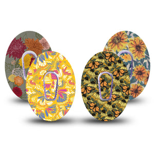 ExpressionMed Sunburst Variety Pack Dexcom G6 Tape Tape & Sticker 8-Pack Beautiful Flowers And Butterflies, CGM Vinyl Sticker Design