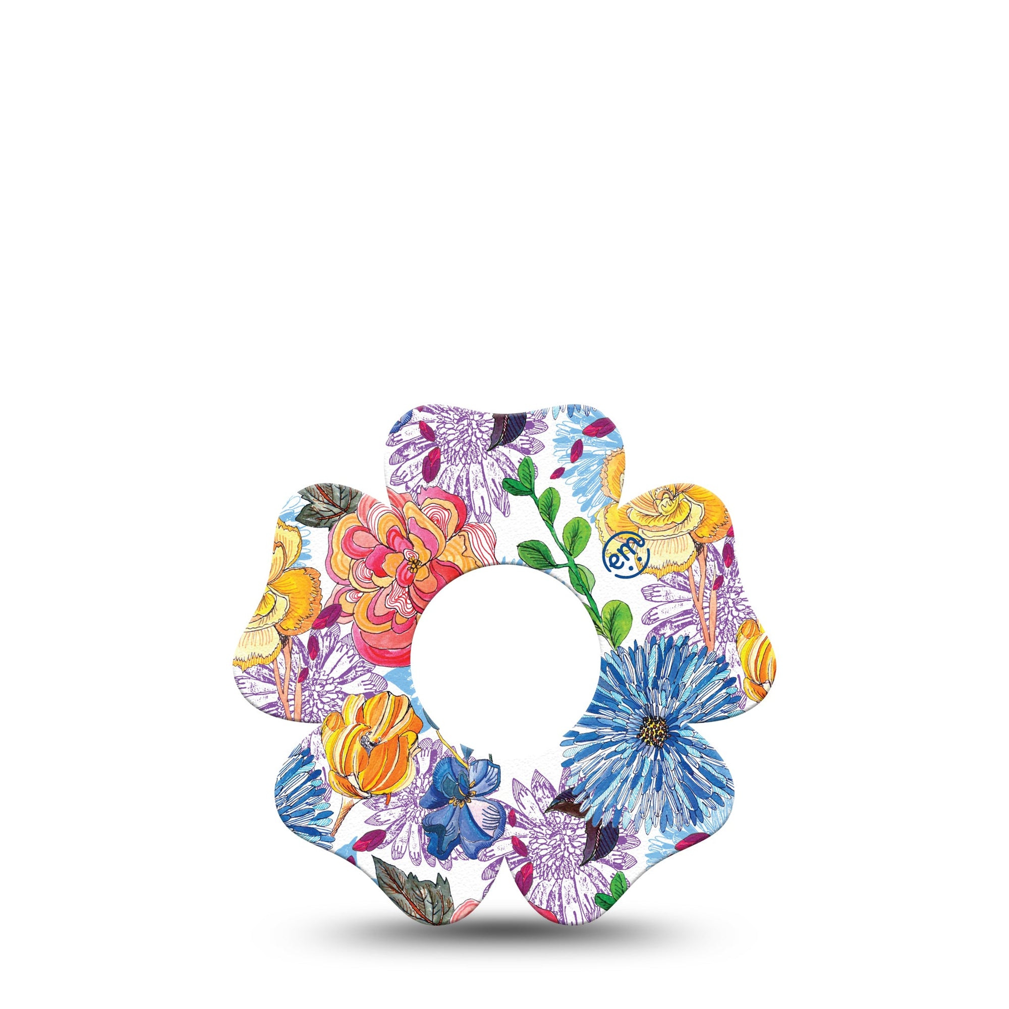 ExpressionMed Stylised Floral Infusion Set Flower Shape 5-Pack Artistic Bouquets Overlay Tape Continuous Glucose Monitor Design