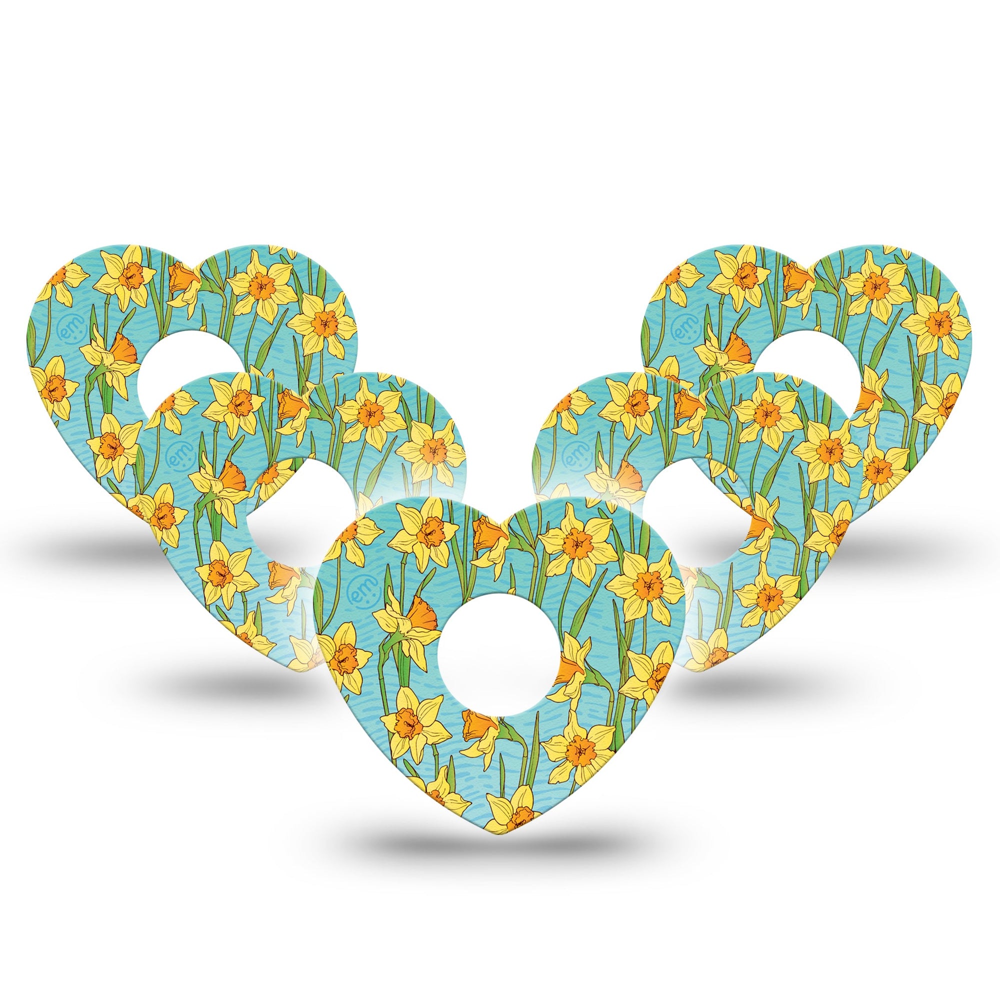 ExpressionMed Daffodils Freestyle Libre 3 Heart Shape 5-Pack Bright Petals Overlay Patch CGM Design