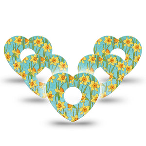 ExpressionMed Daffodils Freestyle Libre 3 Heart Shape 5-Pack Bright Petals Overlay Patch CGM Design