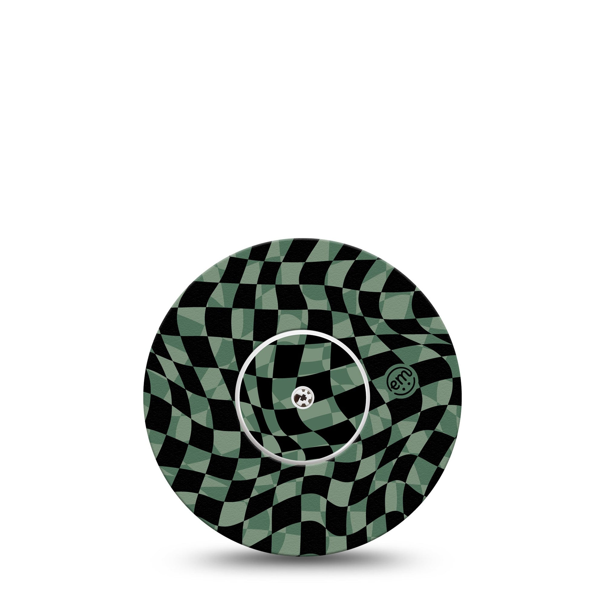ExpressionMed Green & Black Checkerboard Freestyle Libre Transmitter Sticker and Tape, Chessboard Design, CGM Adhesive Sticker and Tape Pairing, Abbott Lingo