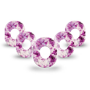 ExpressionMed, Violet Orchids Dexcom G7 Mini Tape, 5-Pack, purple flowers adhesive tape design