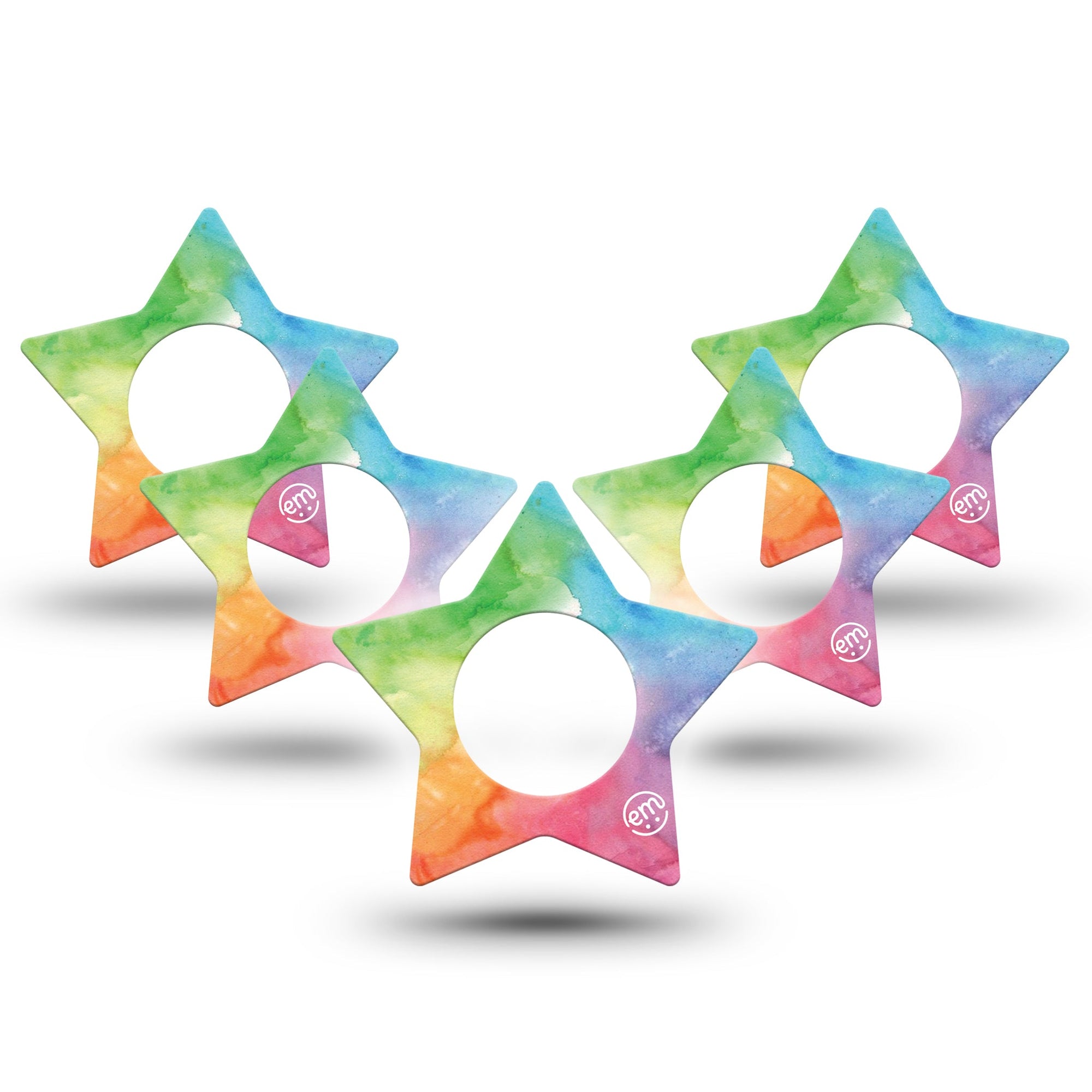 ExpressionMed Rainbow Clouds Libre Star Tape 5-Pack watercolor patch design