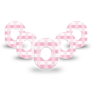Pink Gingham Dexcom G7 Mini Tape, 5-Pack, pink picnic blanket plaster design