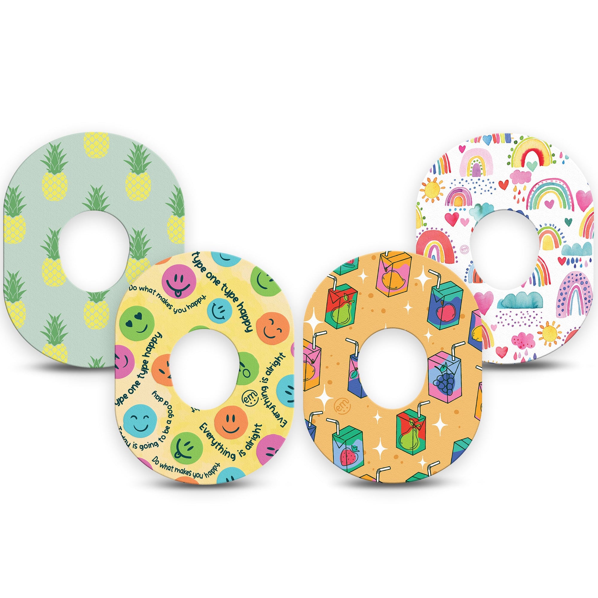 ExpressionMed Happy Days Variety Pack Dexcom G7 Tape 4-Pack Variety Cheerful Smiley Adhesive Tape CGM Design, Dexcom Stelo Glucose Biosensor System