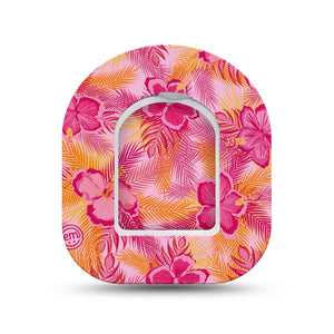 ExpressionMed Pink Hibiscus Pod Mini Tape Single Sticker and Single Tape, Feminine Flora Plaster Pump Design