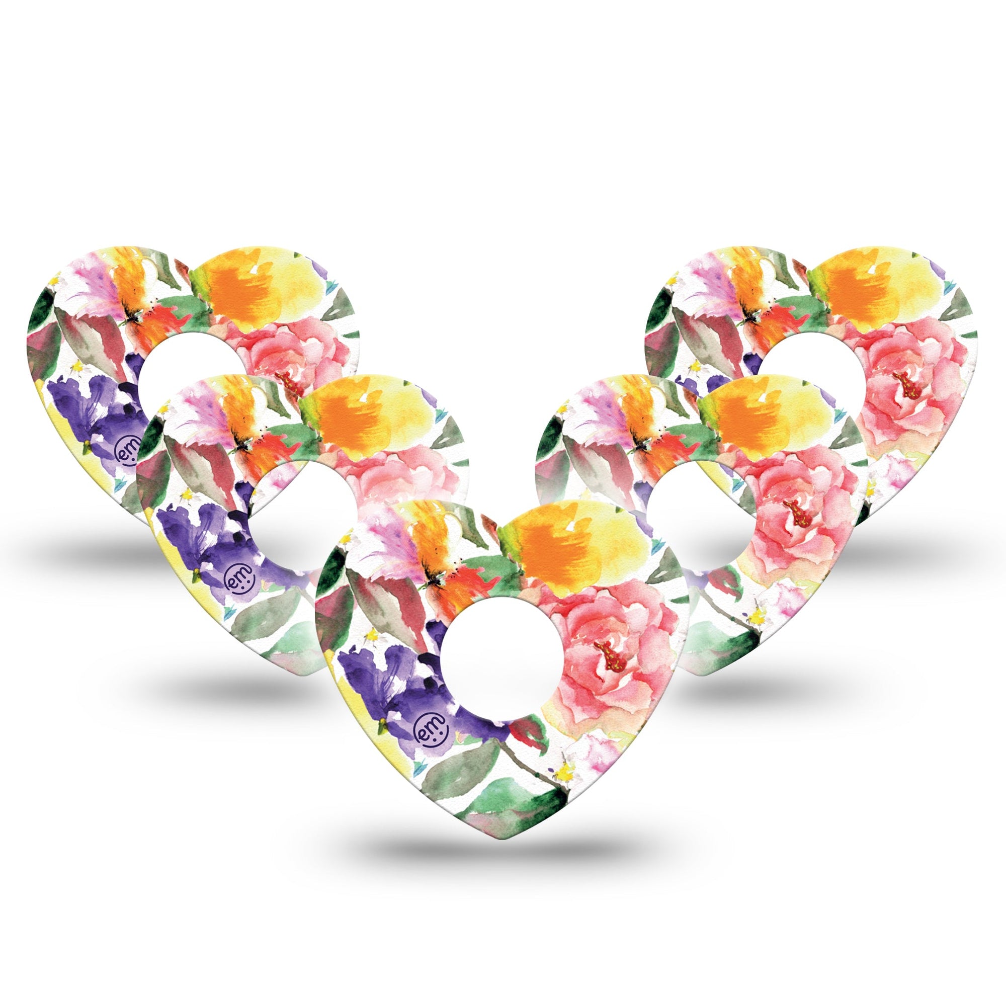 ExpressionMed Floral Art Freestyle Libre 3 Heart Shape 5-Pack petal print Overlay Patch CGM Design