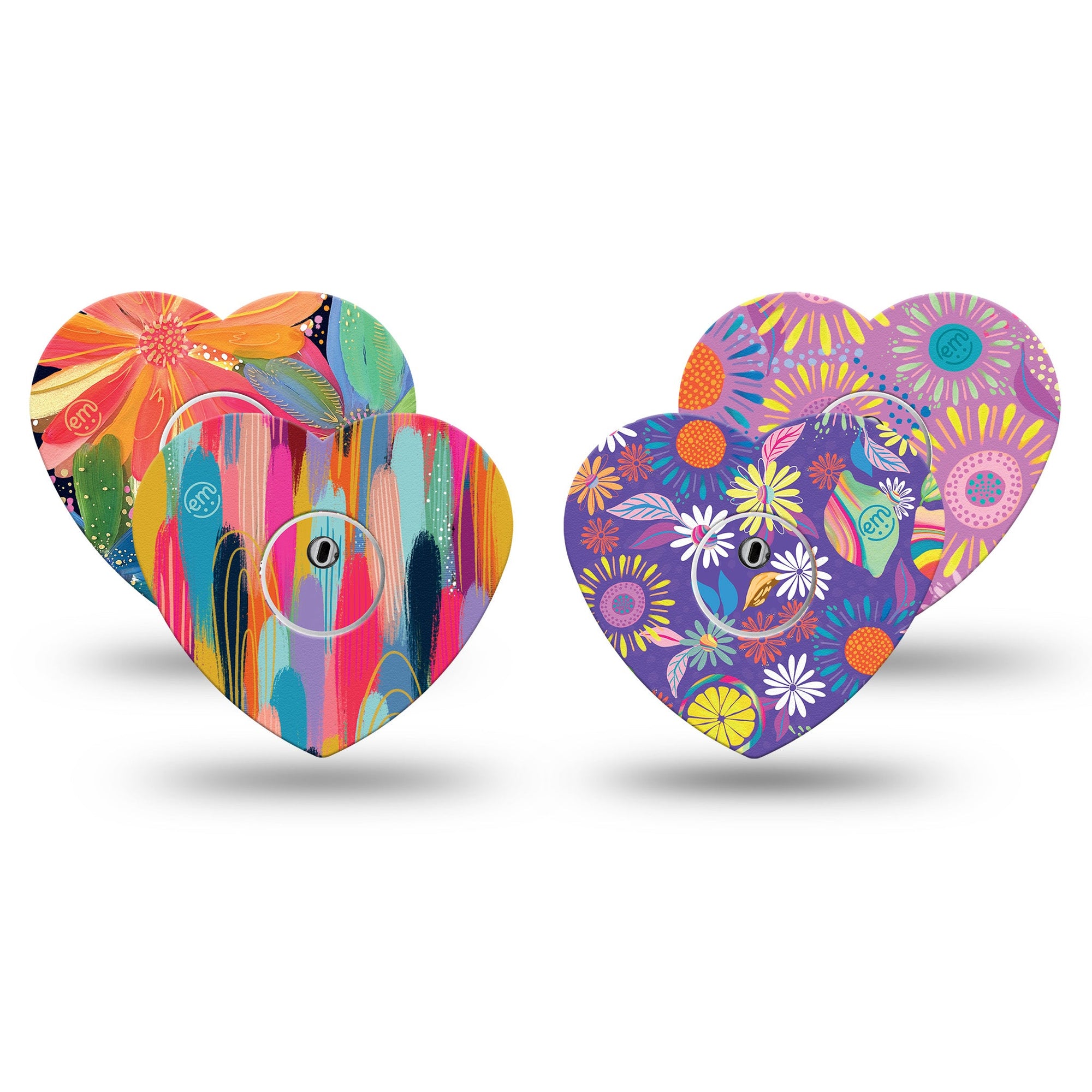 ExpressionMed Etta Vee Variety Pack Freestyle Libre 3 Heart Shape 8-Pack Playful colorful art by Etta Vee Overlay Patch CGM Design