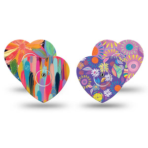 ExpressionMed Etta Vee Variety Pack Freestyle Libre 3 Heart Shape 8-Pack Playful colorful art by Etta Vee Overlay Patch CGM Design