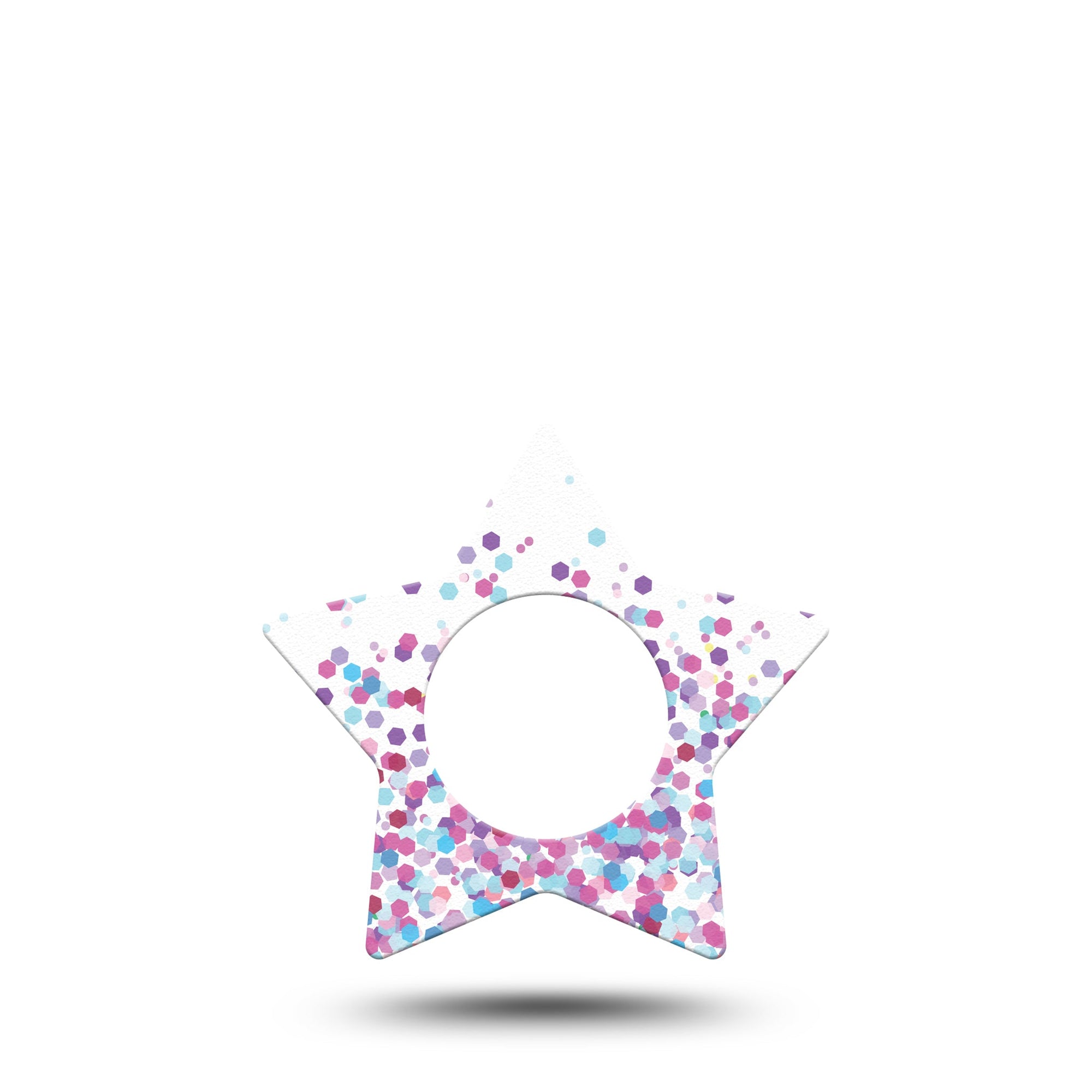 Confetti Libre Star Tape pink and blue cgm polkadot patch design, Abbott Lingo