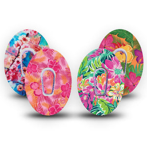 ExpressionMed Tropical Blooms Variety Pack Dexcom G6 Transmitter Sticker Artistic Florals, CGM Sticker and Tape Design