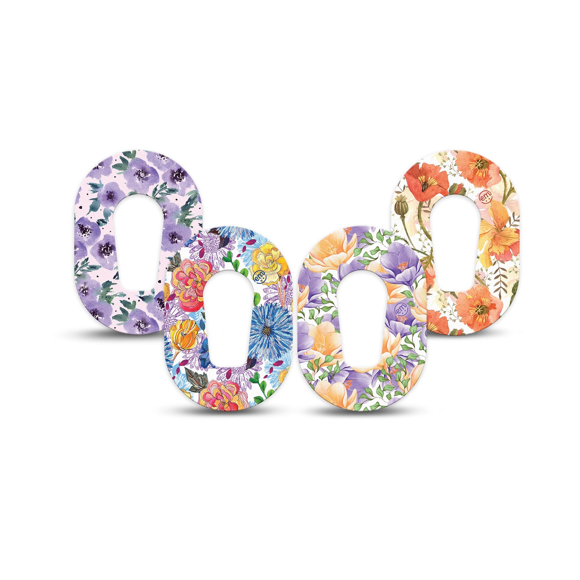 ExpressionMed Floral Magic Variety Pack Dexcom G6 Mini 4-Pack Pastel Flowers Adhesive Tape CGM Design