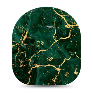 ExpressionMed Green & Gold Marble Pod Sticker, Shiny Marble CGM Vinyl Sticker and Tape Pairing