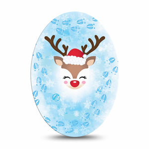 Medtronic Enlite / Guardian ExpressionMed Flurry the Reindeer Universal Oval Tape Adorable Little Reindeer, CGM Plaster Patch Design
