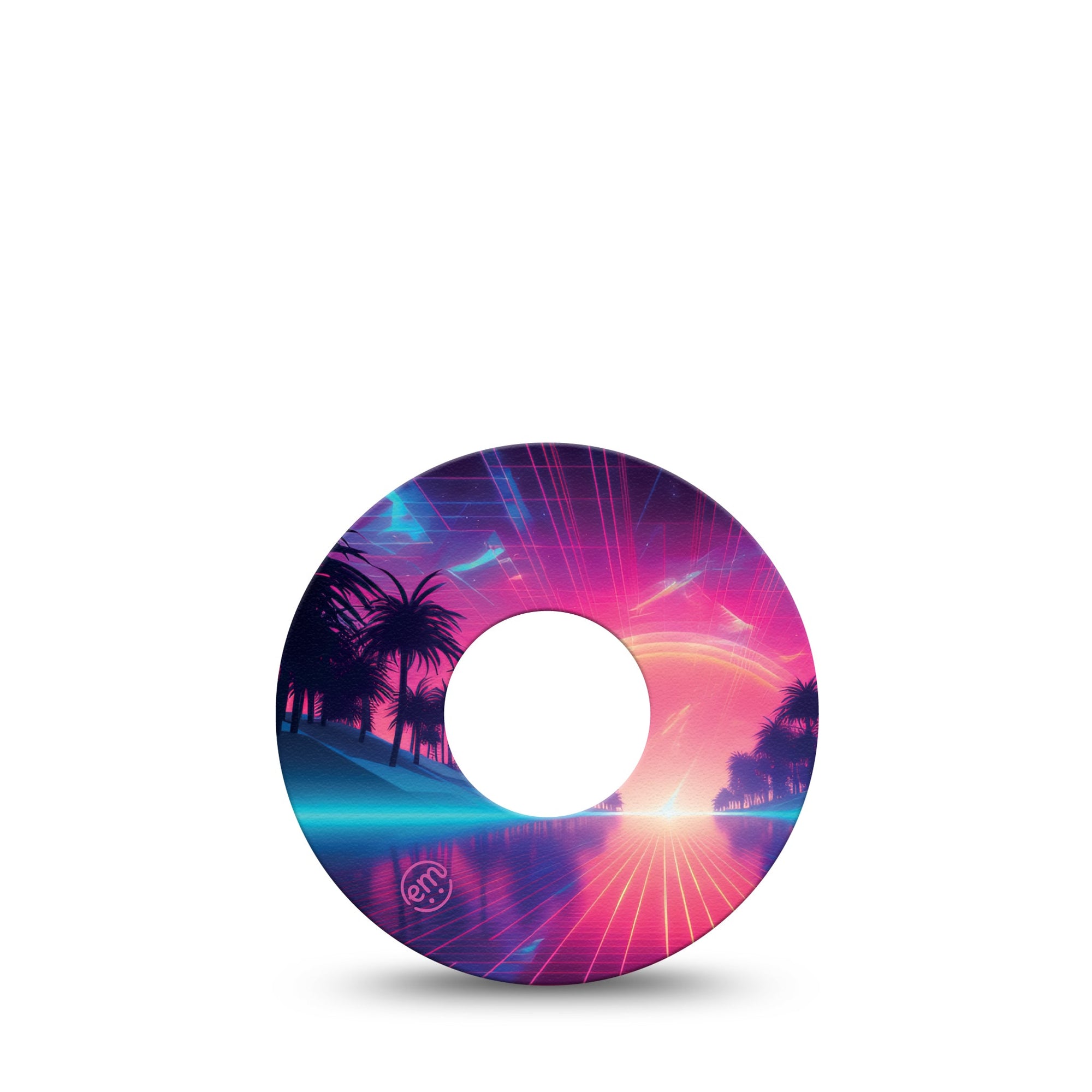 ExpressionMed Neon Synthwave Infusion Set Tape Artistic Synthwave, CGM Fixing Ring Patch Design