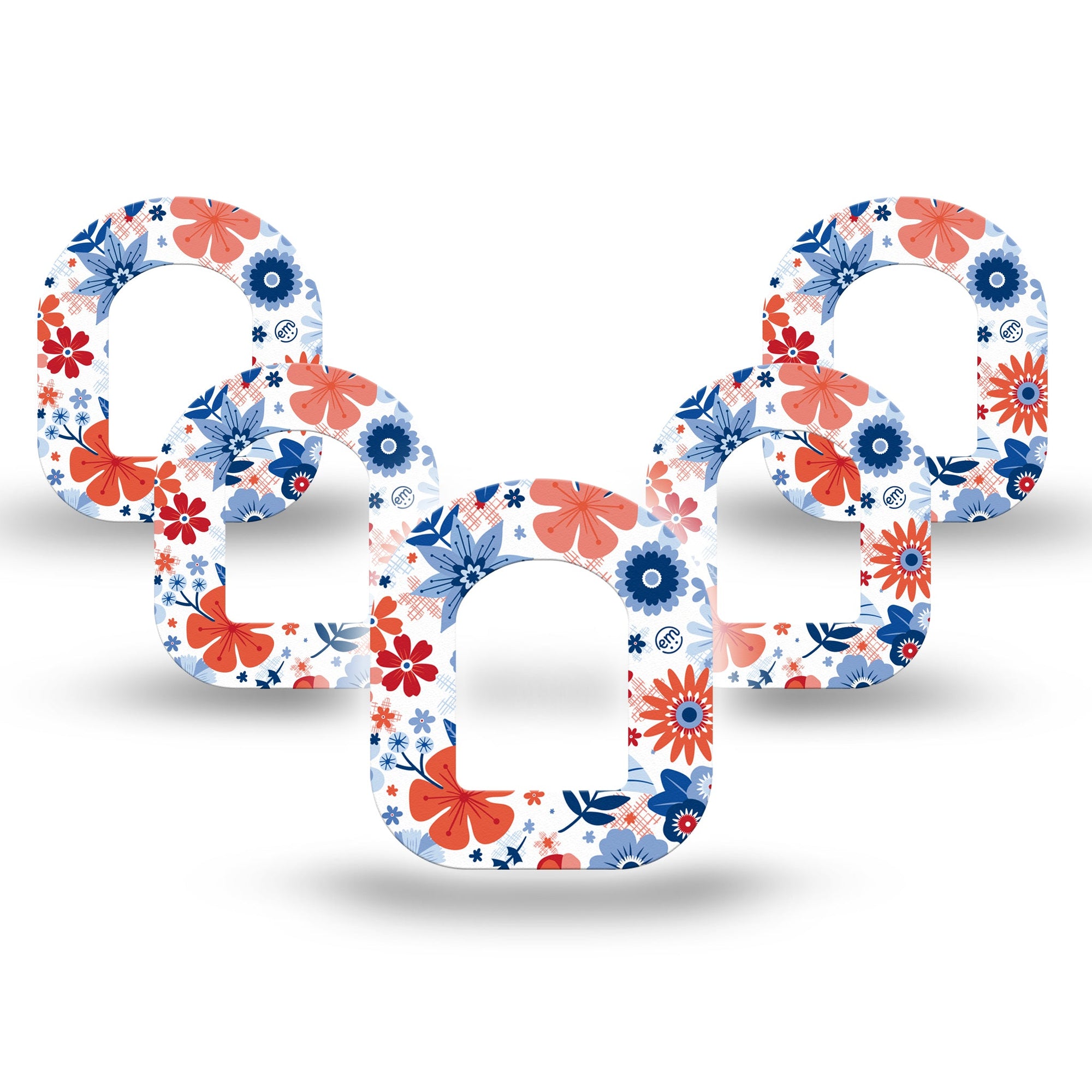 ExpressionMed July Flowers Pod Mini Tape 5-Pack, Patriotic Florals Plaster Pump Design